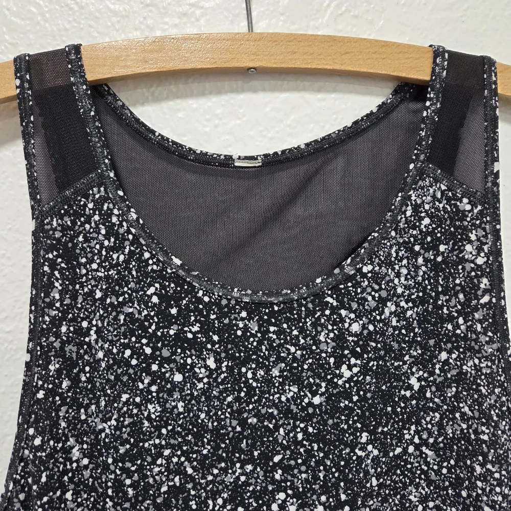 Lululemon Sculpt Tank Top Splatter White Black Mesh Athletic Workout Size 4 - Picture 6 of 14